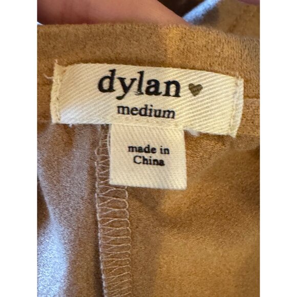 Dylan Shirt Women Medium Tan Golden Brown Short Sleeve Faux Suede Tee NWT Preppy - Picture 8 of 10